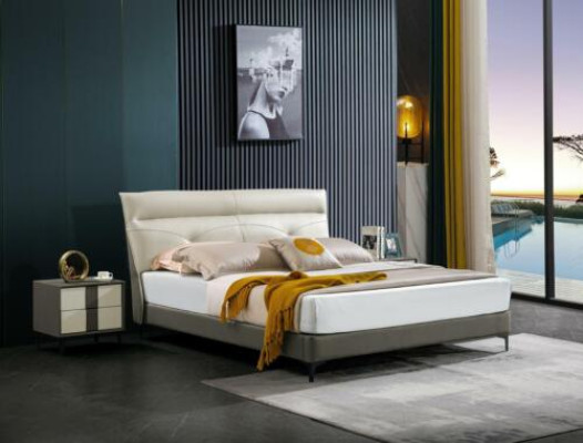 Bedroom Leather Bed Complete's Bed Nightstands 3 pcs. Suite hotel