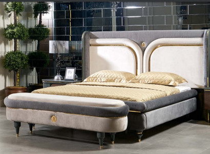 Bed 2x Bedside table 3 pieces. Set Beds Double bed Bedroom Hotel Ehe Luxus new