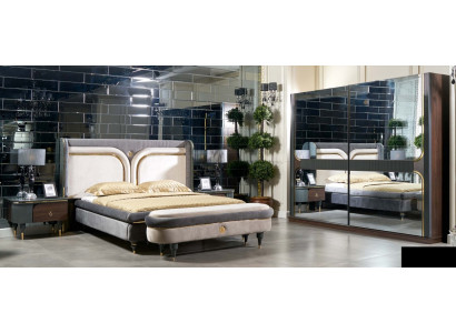 Suite Bedroom Bed Bedside table Wardrobe Stool Luxury Design 5pcs