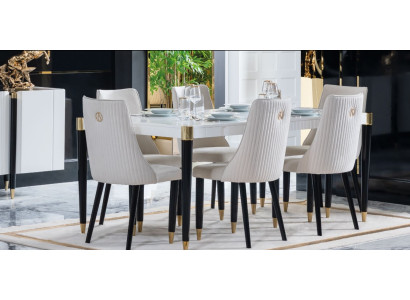 Ess Group Wood Table Tables 7-piece Complete Set Dining table 6x Chairs Dining room Set