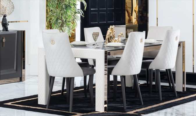 Design Luxury Tables Dining room Italian Furniture Table Armchair 6x Chairs new