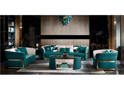 Sofa 3 Seater Turkis Leather Luxury Modern Design Furniture Italian