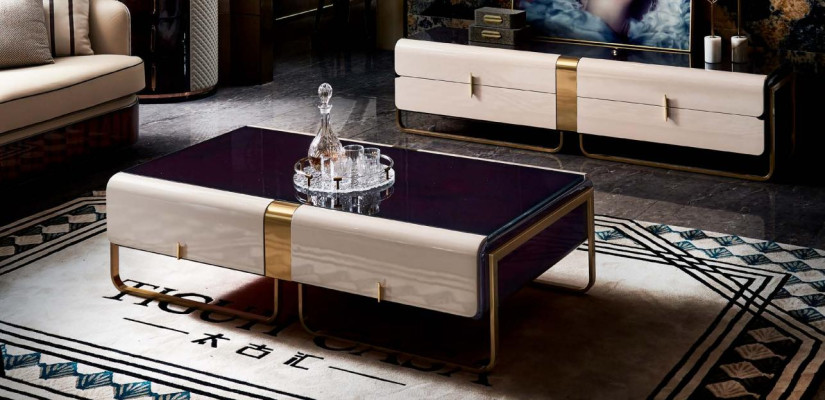 Coffee table Sofa Side table Luxury Wood Living room stainless steel Modern