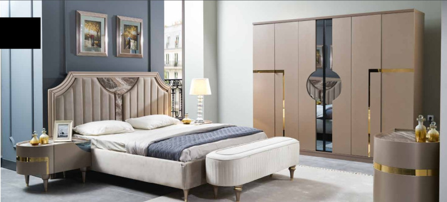 Furniture Modern Luxury Beds new Bed 2x Bedside table 3 pcs. Bedroom Set Design