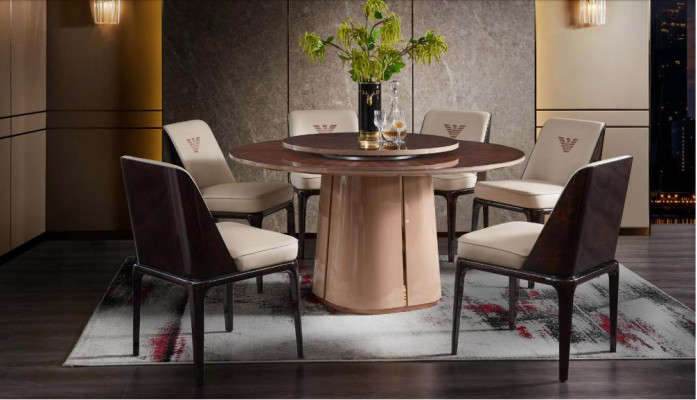 Dining table Brown Round Tables Design Furniture Luxury Dining room Table Kitchen