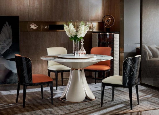 Dining table Leather Stone Tables Wood Luxury Modern Design Furniture Table