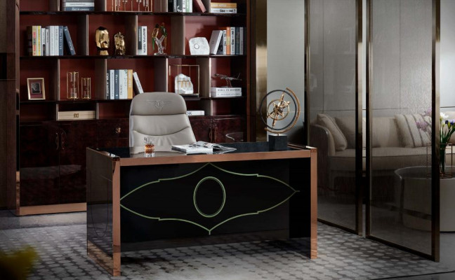 Office desk Wood Brown Table Study room Tables Office Modern Design Furniture Luxury