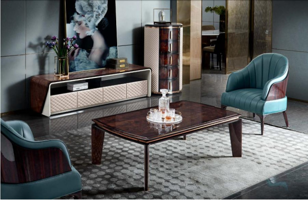 Coffee table Dark brown Wood Luxury Living room new Modern Design
