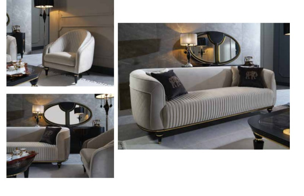 Sofa set 3+1 Seater Fabric Sofa Couch Suite Design Gray Black Furniture 2pcs