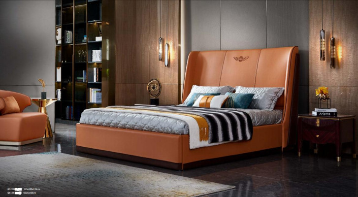 Bed Orange Bedroom new Creative Modern Design Furniture Wood Luxury Beds