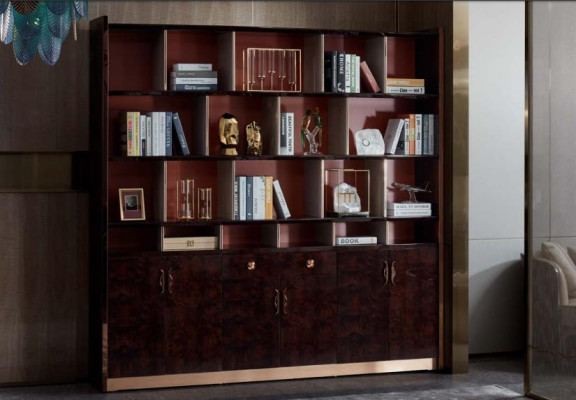 Office cupboard Brown Wood Study room Brown Modern Design Furniture Luxury Wardrobe