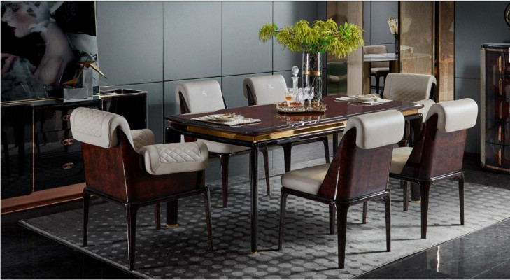 Chairs Dining room Modern Design Furniture Wood Luxury Beige 4x Leaning Chairs Dining Chair