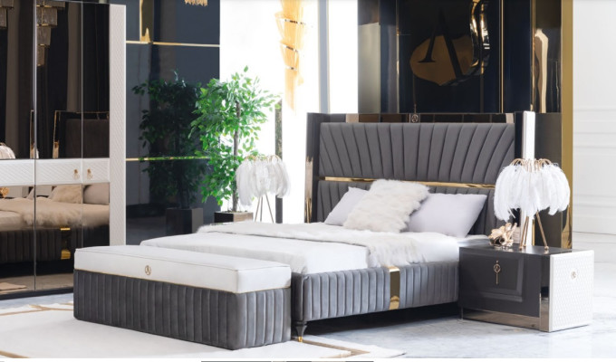 Bedroom Complete Set Bed Bedside table Stool 5-piece Design Wood Furniture Sets new