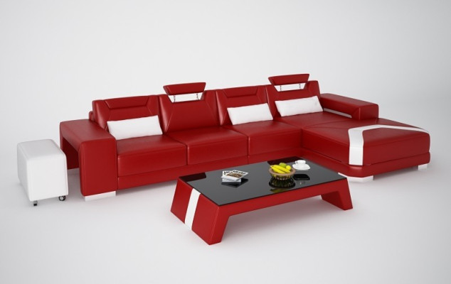 Designer Sofa Couch Corner sofa with Stool Upholstery Suite Living landscape L-shape