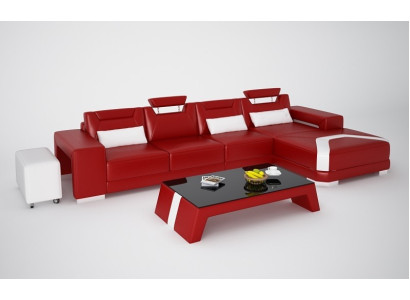 Designer Sofa Couch Corner sofa with Stool Upholstery Suite Living landscape L-shape