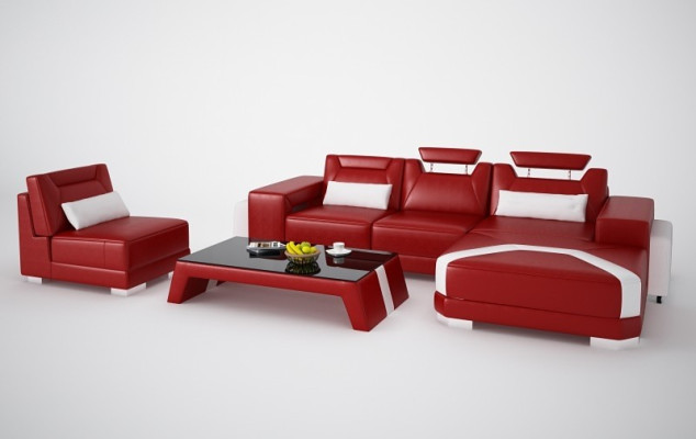 Designer Sofa Couch Corner sofa with Stool Upholstery Suite Living landscape L-shape