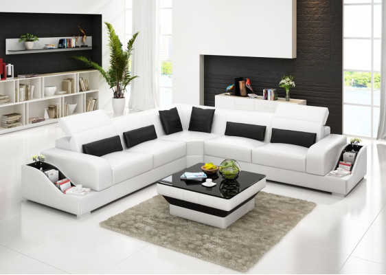 Corner sofa Leather Sofa Couch Upholstery Corner Living landscape Seat Suite L-shape