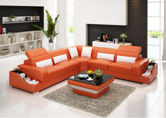 Corner sofa Leather Sofa Couch Upholstery Corner Living landscape Seat Suite L-shape