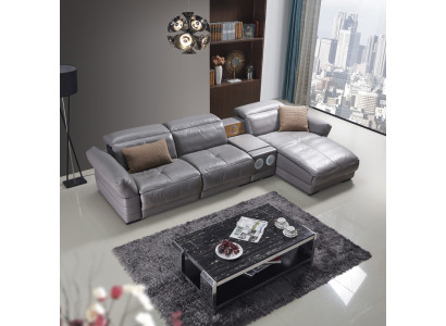 Luxury Corner sofa Leather Couch Upholstery Suite Sound system Multifunction