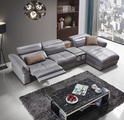 Luxury Corner sofa Leather Couch Upholstery Suite Sound system Multifunction