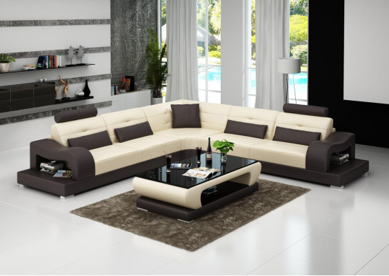 Leather sofa couch living landscape L-shape decor design modern sofa corner sofas