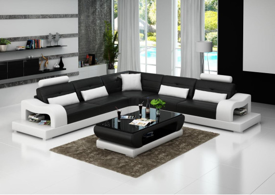 Leather sofa couch living landscape L-shape decor design modern sofa corner sofas