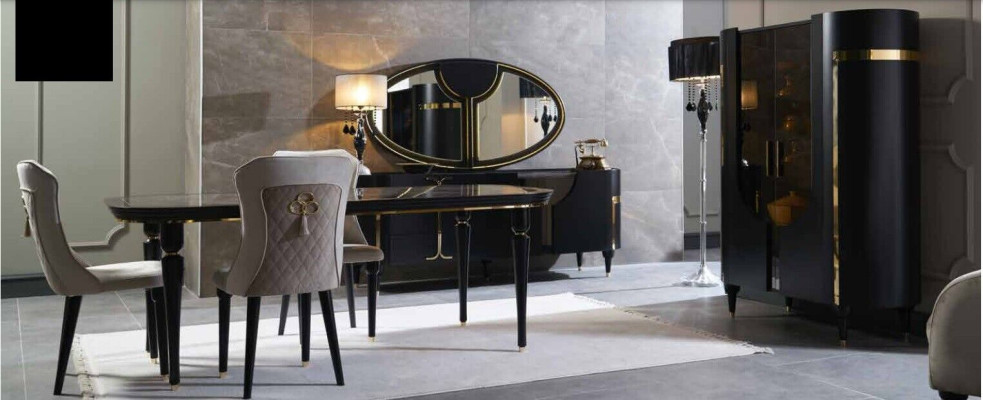 Table Set Suite Dining table 4 Chairs Luxury Style Furniture Chair Group Chest of drawers 8pcs