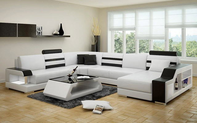 Sofa L-shape leather sofa Couch Living landscape Suite Design Corner sofa