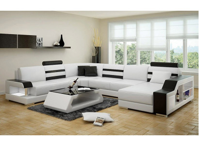 Sofa L-shape leather sofa Couch Living landscape Suite Design Corner sofa