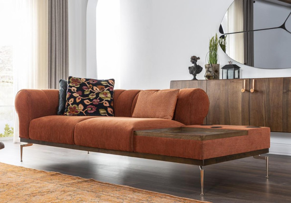 Sofa set 321 Seater Sofa Sofas Fabric Sound System Blue Orange Armchair