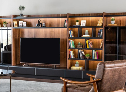 Wall unit tv Furniture Wall units Living room Display case Modern Wood Brown