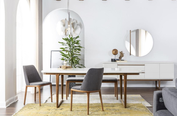 Dining set dinette Dining room Dining table Chairs Table Set 8pcs Wood White