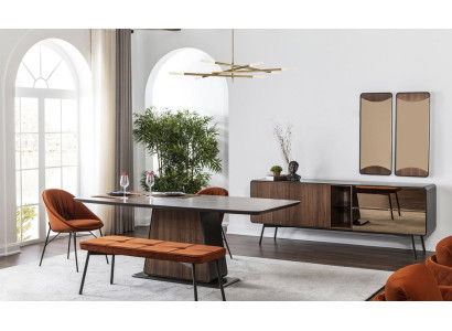 Dining set Dining room Dining table Table Chairs Set 7pcs Wood Brown new