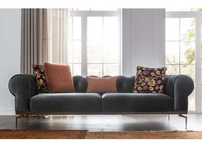 Modern Chesterfield Three Seater Sofa 3 Seater Fabric Sofa Sofas Blue Fabric Couch
