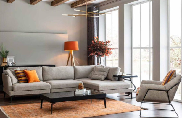 Fabric sofa Corner sofa L-shape Sofa Sofas Gray Fabric Living room Modern Corner
