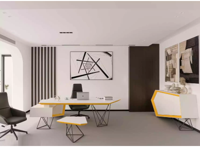 Study room office Corner desk Coffee table Sideboard Modern White