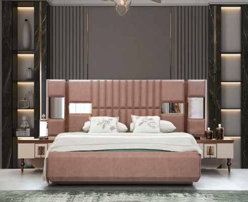 Bedroom Complete Set 4-piece Bed 2x Bedside tables Wardrobe Beds