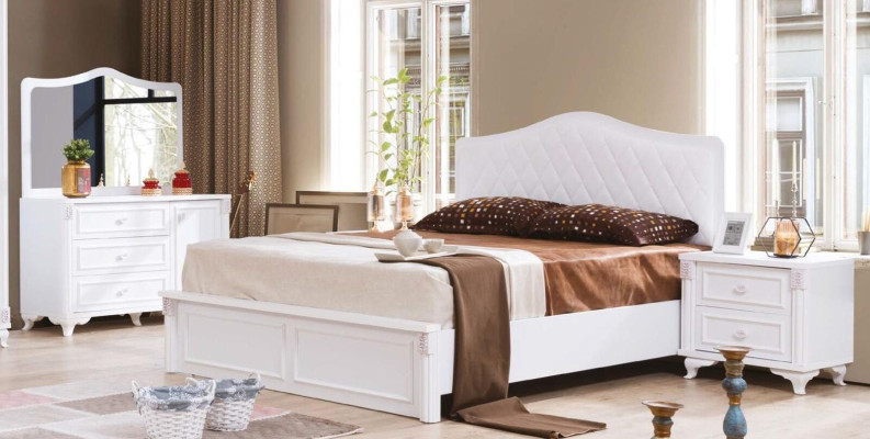 White Bedside table luxurious compact design bedroom furniture