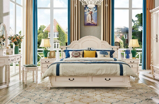 Double Hotel Beds Bedroom 180x200 cm Wood Bed Upholstery Design Luxury new