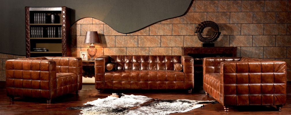 Classic Genuine leather Couch Upholstery Sofa set Seat Sets Couches 3pcs new