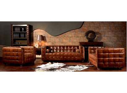 Classic Genuine leather Couch Upholstery Sofa set Seat Sets Couches 3pcs new