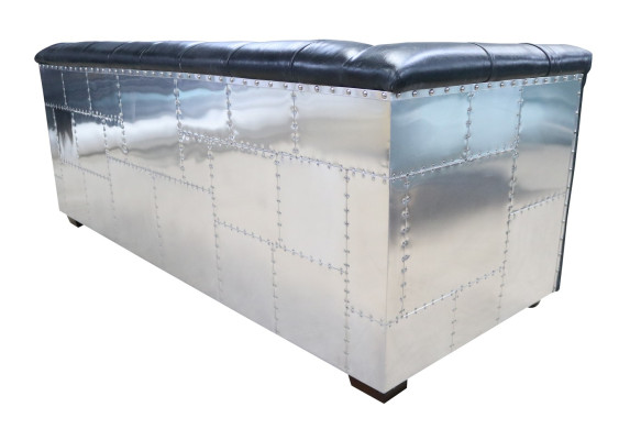 Sofa Chesterfield 3-Seater Vintage Aviator Airplane Genuine leather Aluminum Sofas