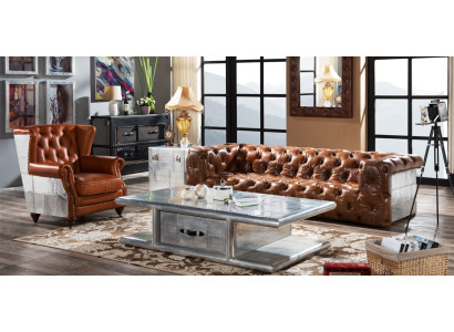 Coffee table Table Living room table aluminum in retro airplane design Tables alu