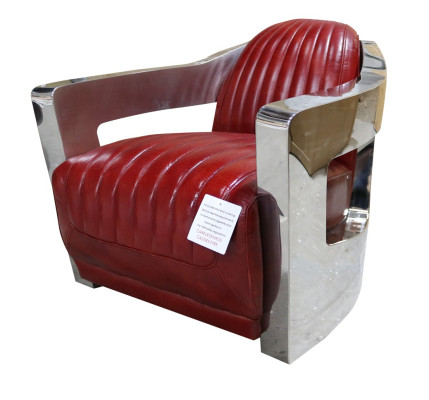 Vintage leather armchair red genuine leather retro armchair design club chair aviator