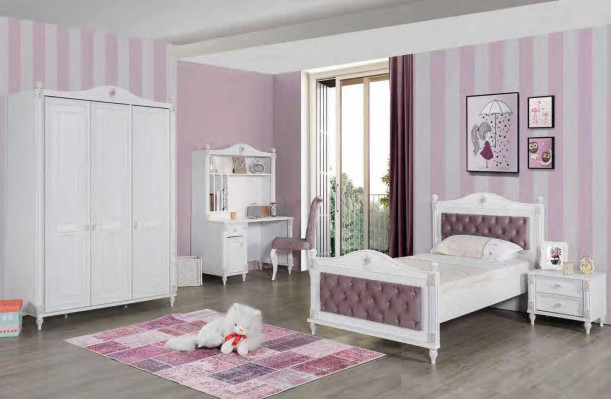 Youth Room Bed Bedside table Wardrobe Desk Bedroom 4-piece set