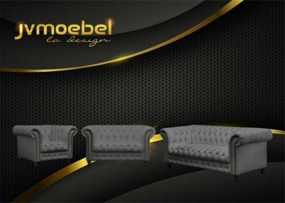 Three Seater Chesterfield Sofa Couch Upholstery Luxury Furniture Fabric Couches