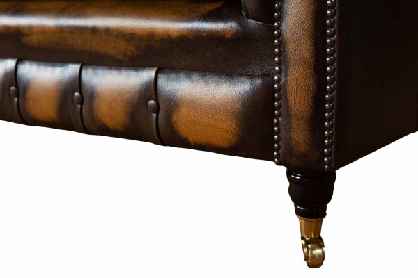 Brown Sofa 3 Seater Couch design Chesterfield Upholstery Seat Leather new