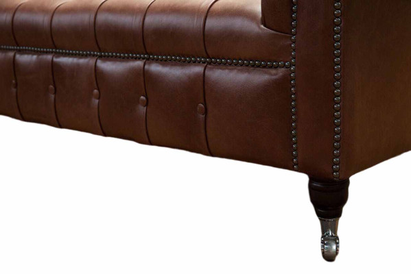 Chesterfield Sofa Three Seater Vintage Couches big xxl Brown Textile Leather