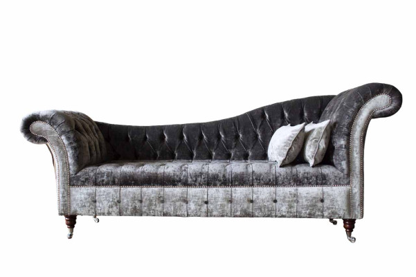 A Luxurious, Classic s Chesterfield style sofa in a rich silver tone