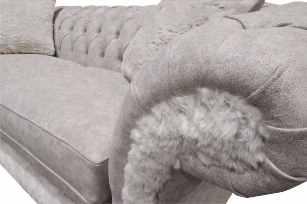 Modern Three Seater Design Upholstery Seat Textile Sofa 3 Seater Living room sofa Chesterfield Beige